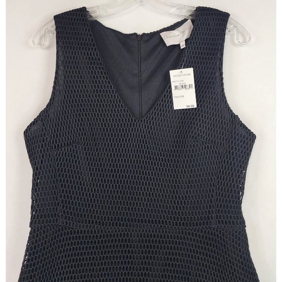 Charles Henry Dress Womens Large Black Net Pattern V Neck Fit Flare Night Out - Picture 7 of 13